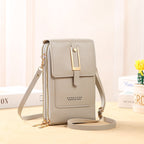 Ulrike | Leder Smartphone Clutch – Damen Handtasche mit Touchscreen-Fenster