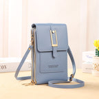 Ulrike | Leder Smartphone Clutch – Damen Handtasche mit Touchscreen-Fenster