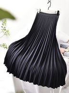 Drune Markendesigner Damen Eleganter Schicker Solider Plisseerock Hohe Taille Luxusmode