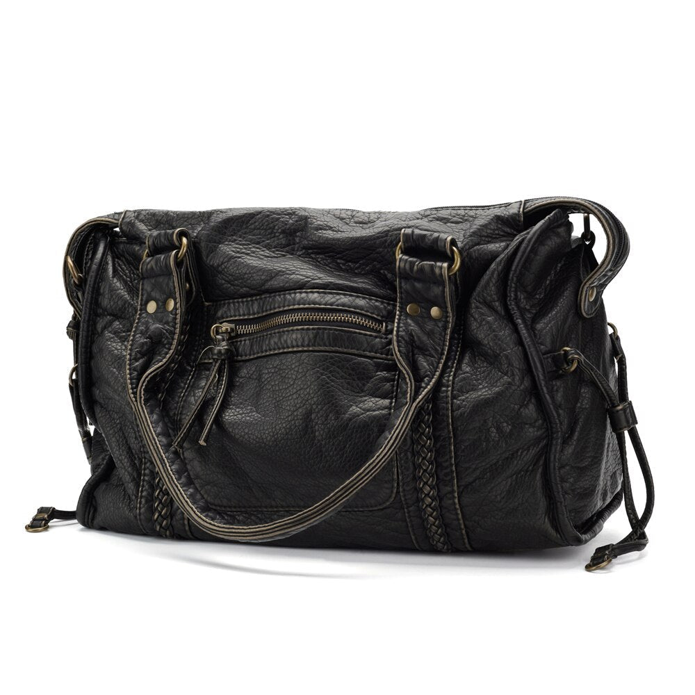 Dörte | Luxus Schwarze Lederhandtasche