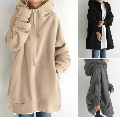 Nadja | Damen-Hoodie mit Reißverschluss für Herbst/Winter