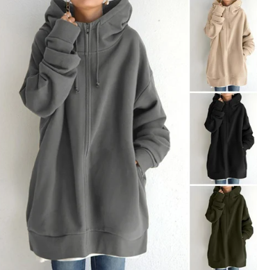Nadja | Damen-Hoodie mit Reißverschluss für Herbst/Winter