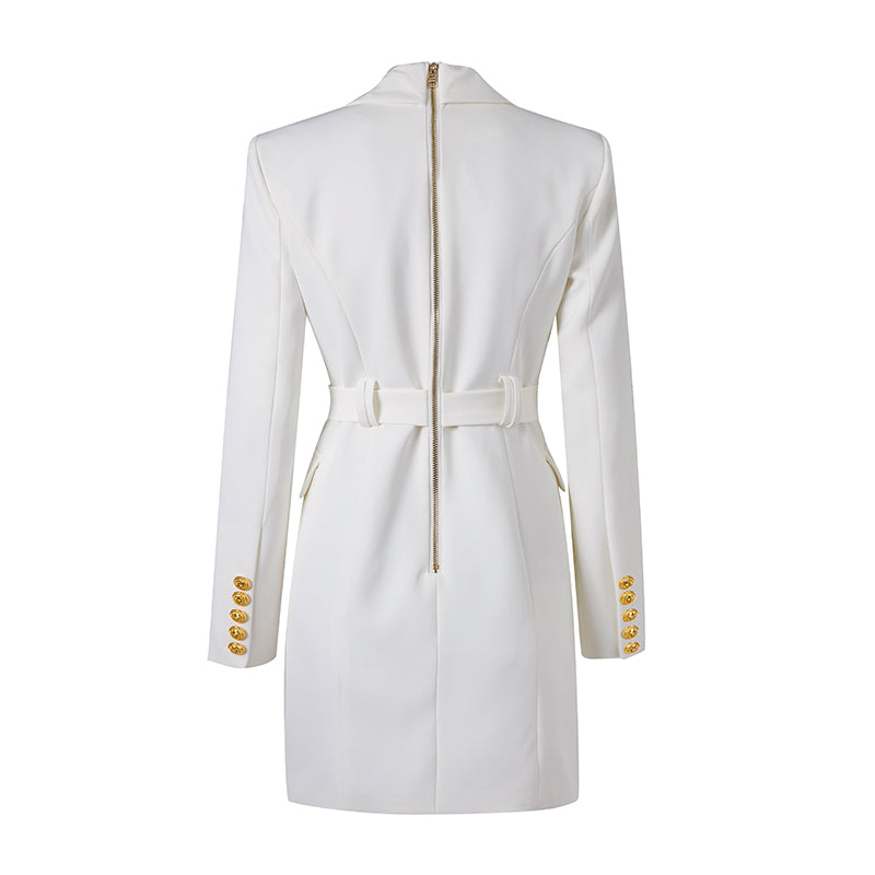Juliane | Damen-Blazerkleid mit Taillengürtel und Knopfdetails