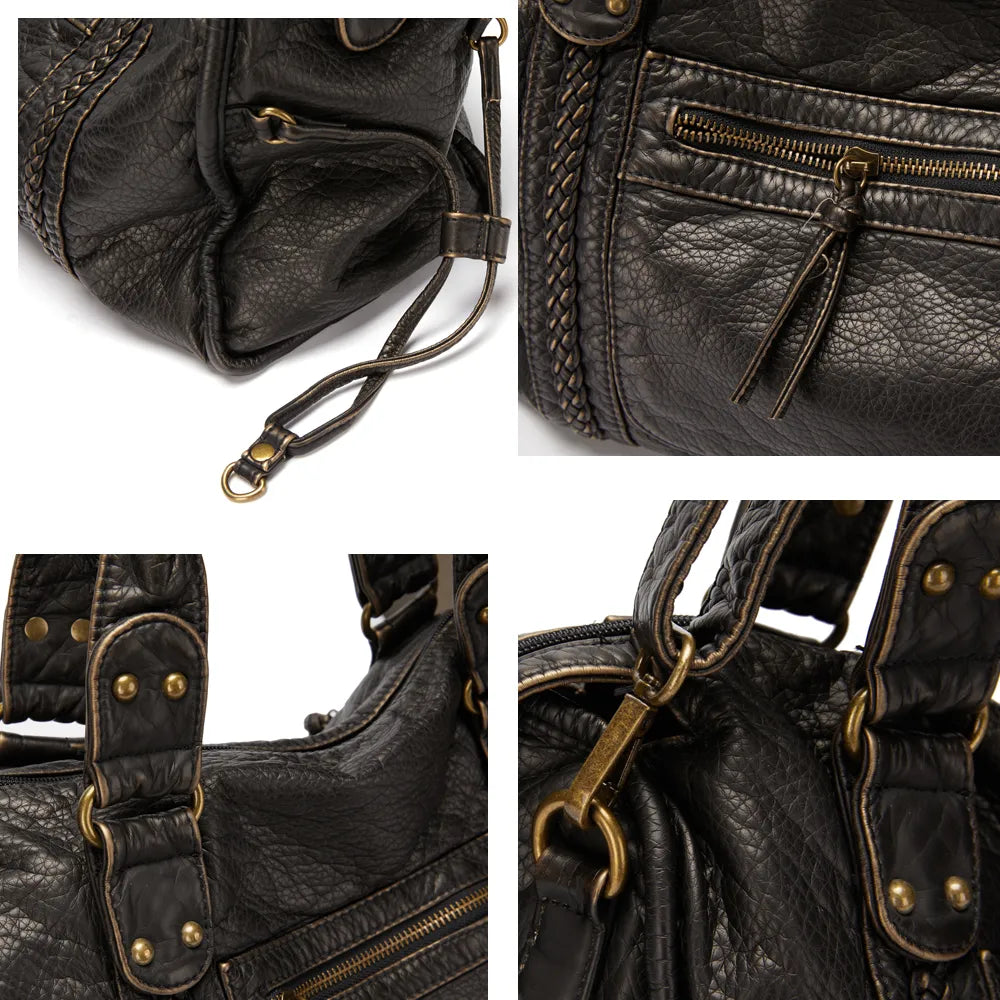 Dörte | Luxus Schwarze Lederhandtasche