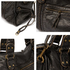 Dörte | Luxus Schwarze Lederhandtasche