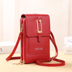 Ulrike | Leder Smartphone Clutch – Damen Handtasche mit Touchscreen-Fenster