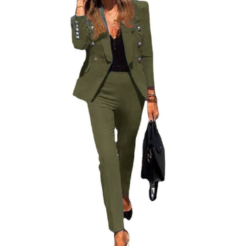 Eileen | Damen-Blazer-Hosen-Set mit verstellbarem Hosenbund und schmalem Bein