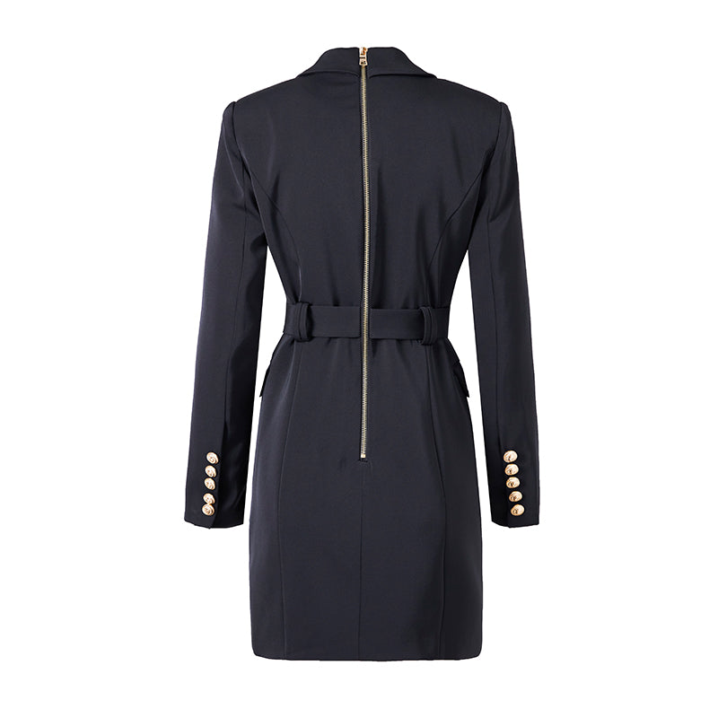 Juliane | Damen-Blazerkleid mit Taillengürtel und Knopfdetails