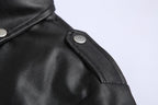 Drune | Lederjacke für Herren | Slim Fit | Stehkragen | Winddichte Motorradjacke