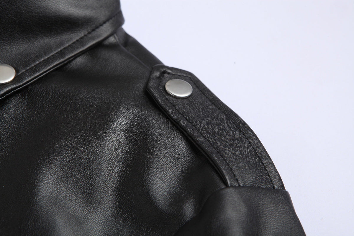 Drune | Lederjacke für Herren | Slim Fit | Stehkragen | Winddichte Motorradjacke