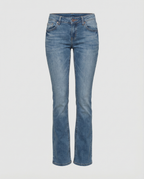 Damen Denim Low-Rise Flared Jeans mit lässigem Vintage-Look & Ausgestelltem Bein | Drune
