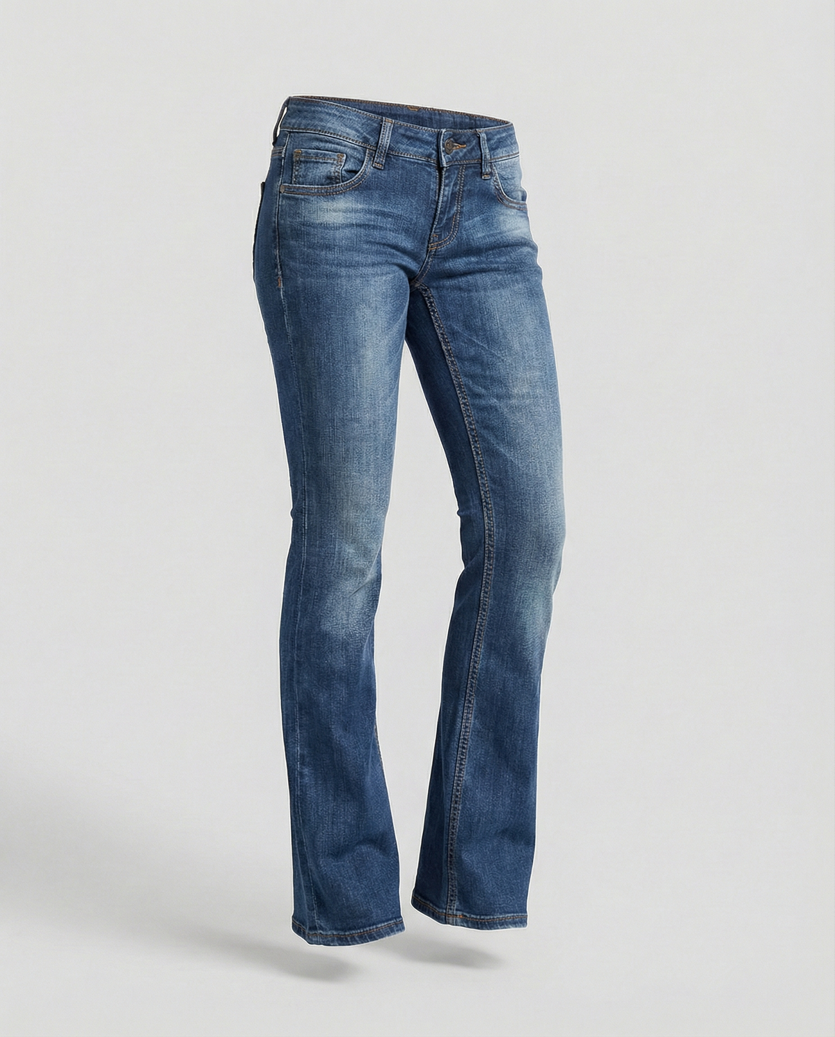 Damen Denim Low-Rise Flared Jeans mit lässigem Vintage-Look & Ausgestelltem Bein | Drune