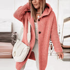 Drune - Lange warme Strickjacke mit Kapuze