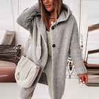 Drune - Lange warme Strickjacke mit Kapuze