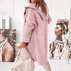Drune - Lange warme Strickjacke mit Kapuze