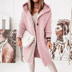 Drune - Lange warme Strickjacke mit Kapuze