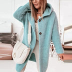 Drune - Lange warme Strickjacke mit Kapuze