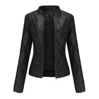 Sandra | Damen Lederjacke mit Maokragen