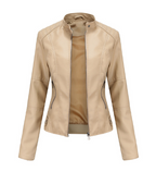 Sandra | Damen Lederjacke mit Maokragen