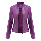 Sandra | Damen Lederjacke mit Maokragen