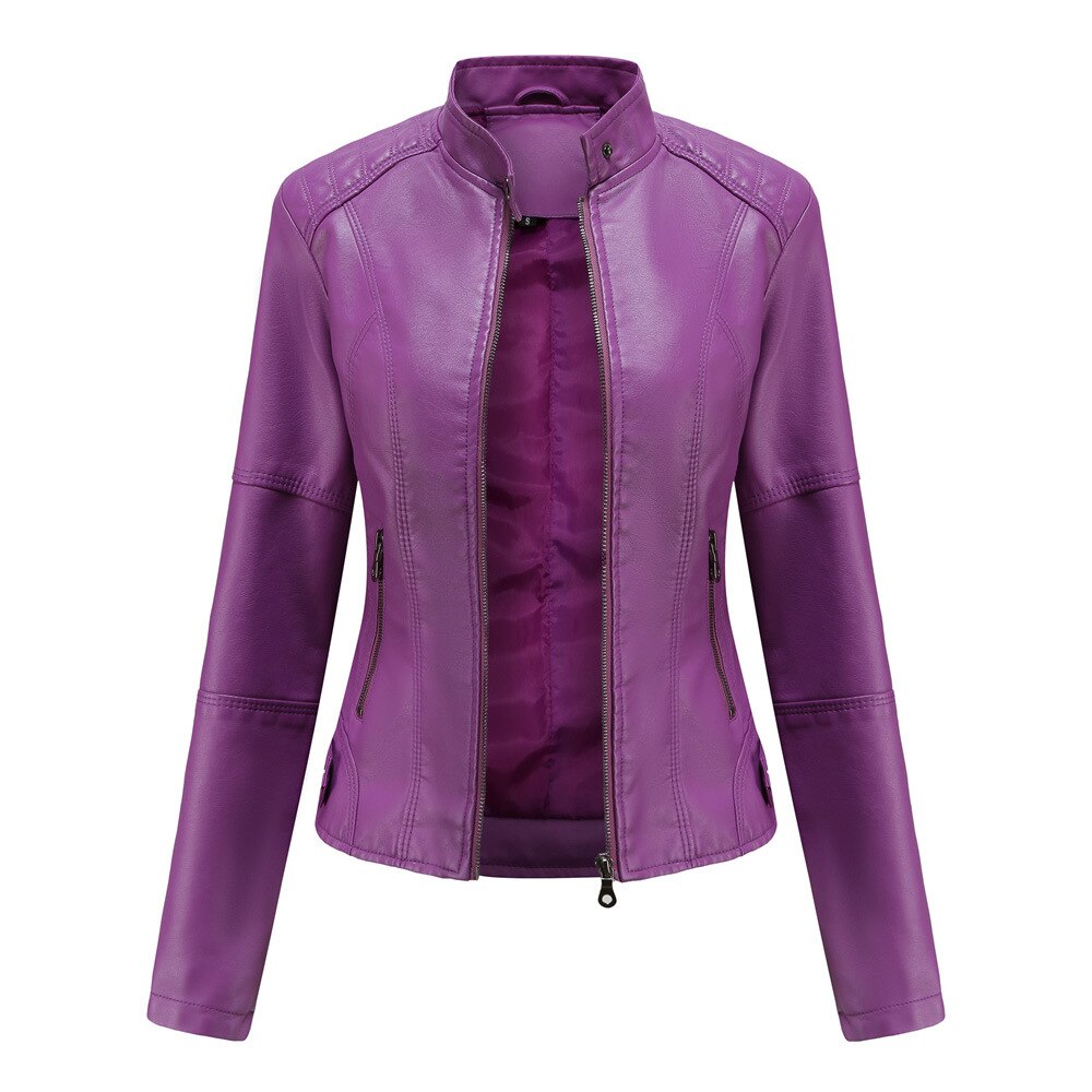 Sandra | Damen Lederjacke mit Maokragen