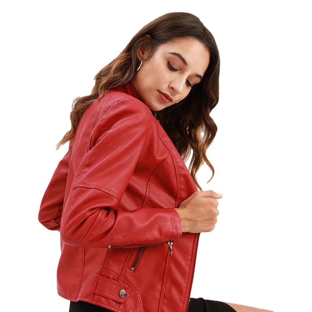 Sandra | Damen Lederjacke mit Maokragen
