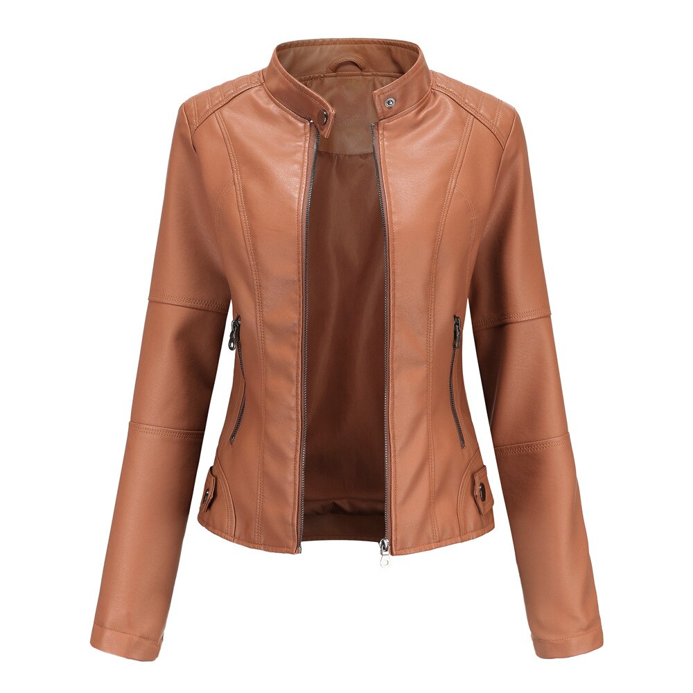 Sandra | Damen Lederjacke mit Maokragen