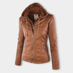 Thea | Damen Lederjacke mit Kapuze