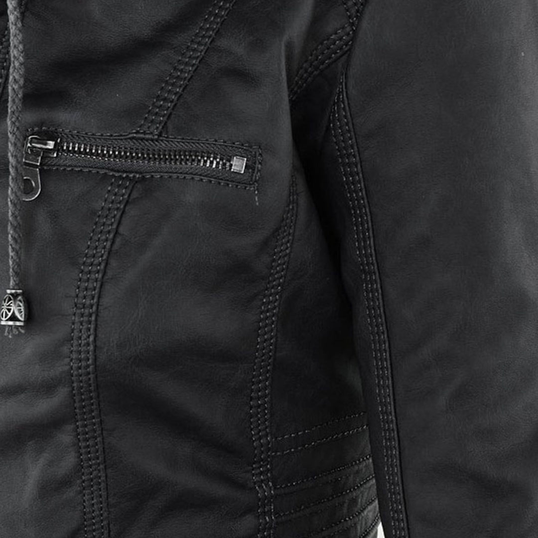 Thea | Damen Lederjacke mit Kapuze