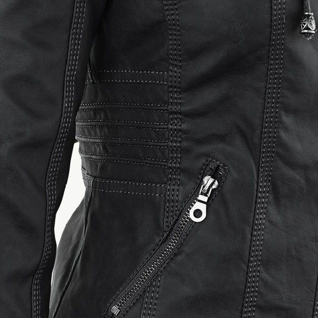 Thea | Damen Lederjacke mit Kapuze