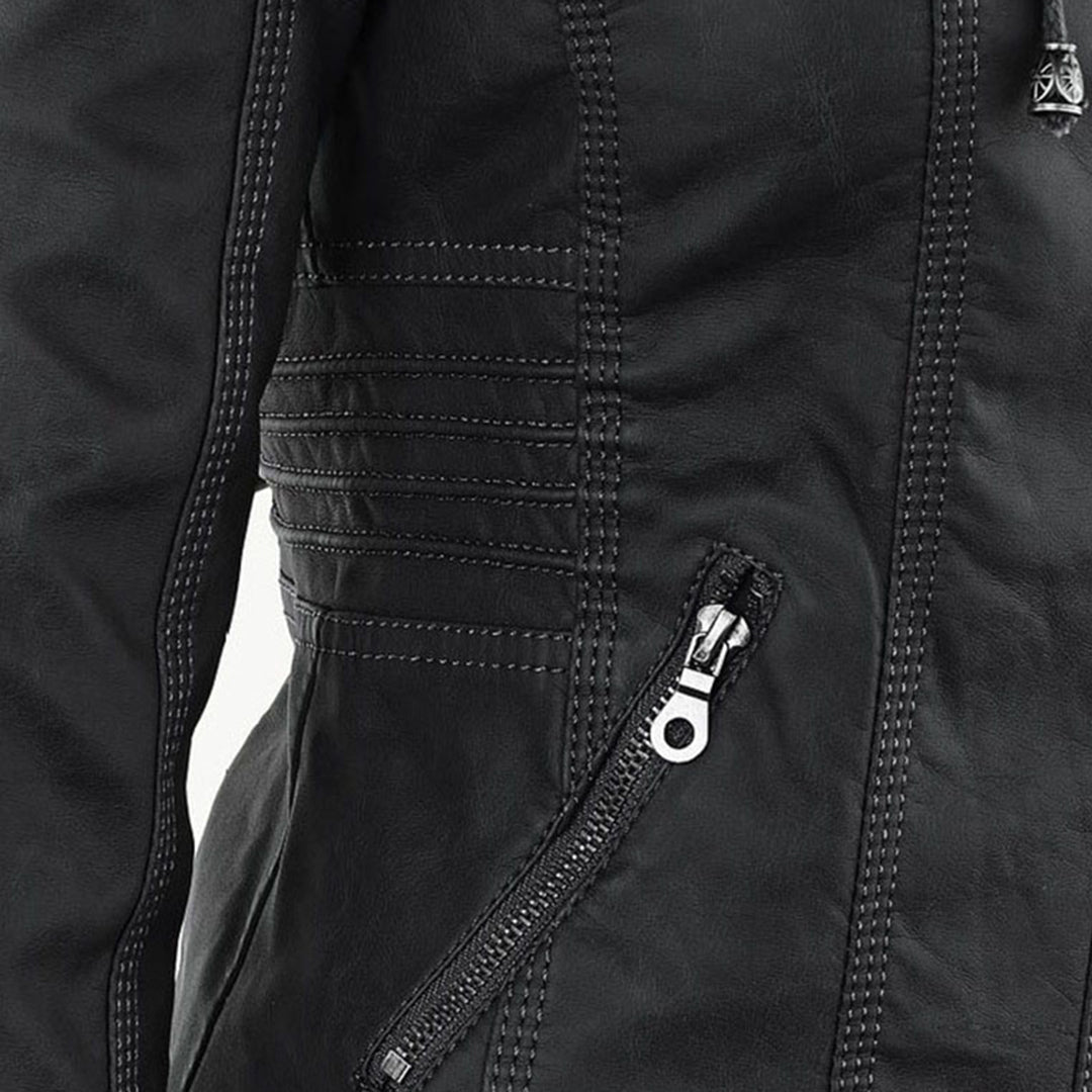 Thea | Damen Lederjacke mit Kapuze