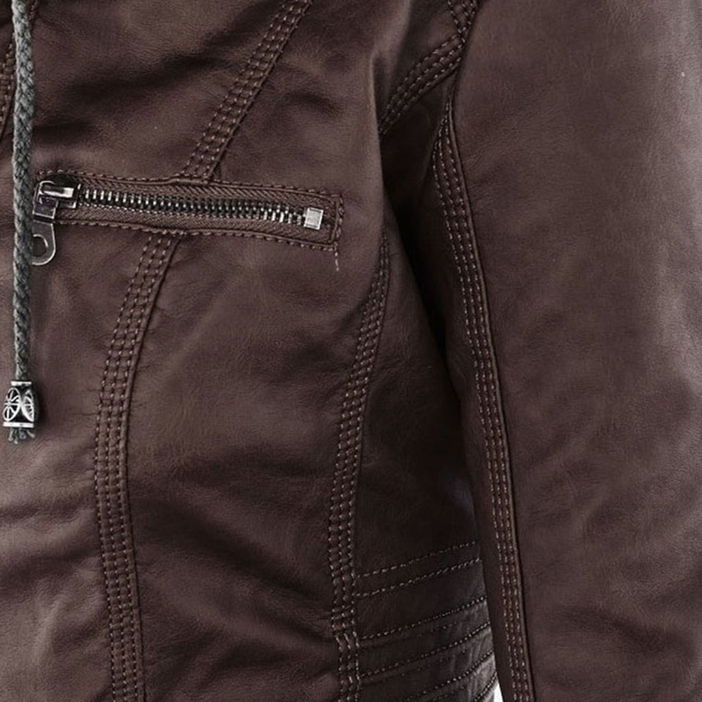 Thea | Damen Lederjacke mit Kapuze