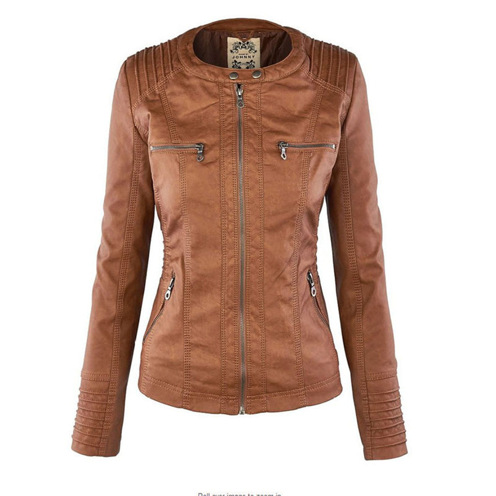 Thea | Damen Lederjacke mit Kapuze