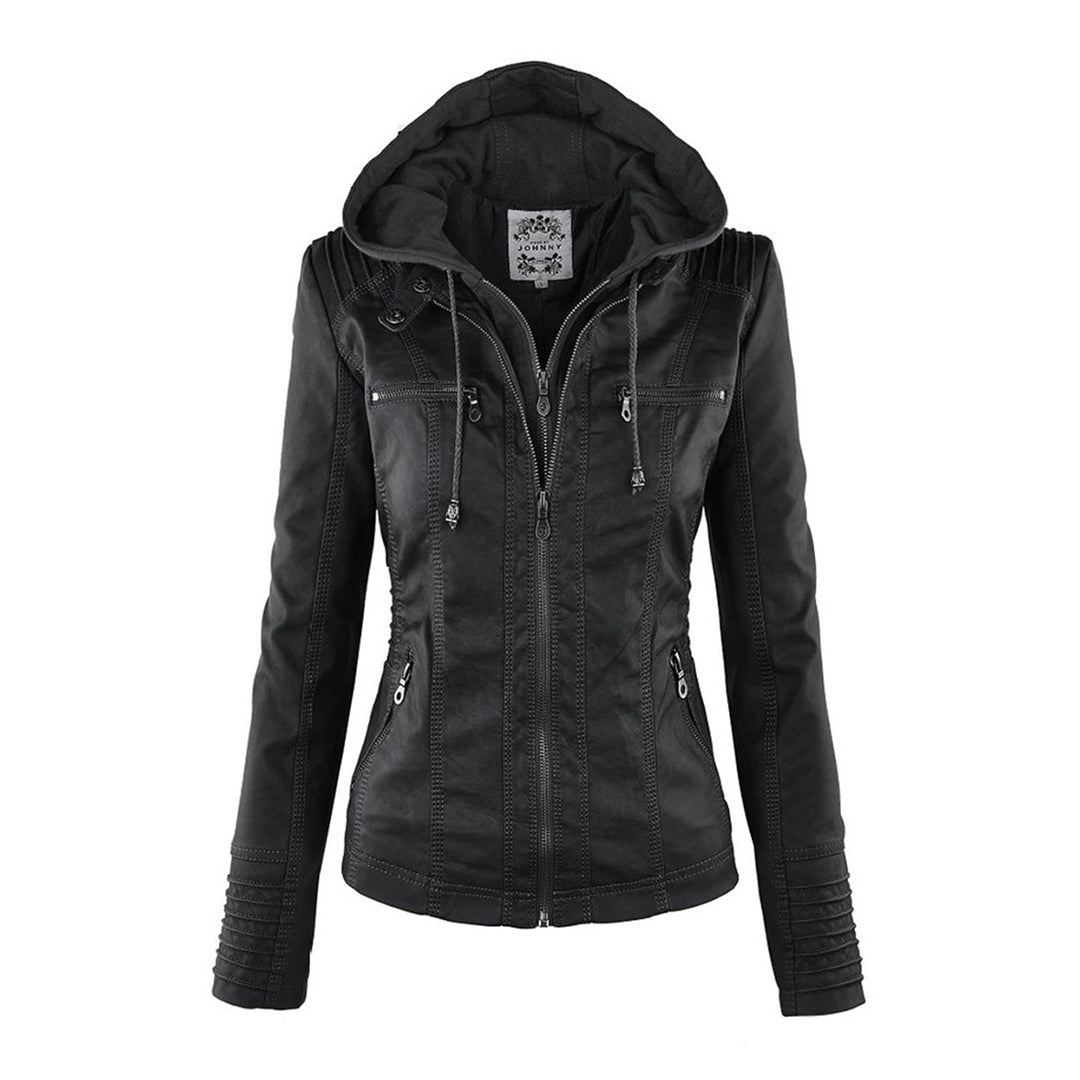 Thea | Damen Lederjacke mit Kapuze
