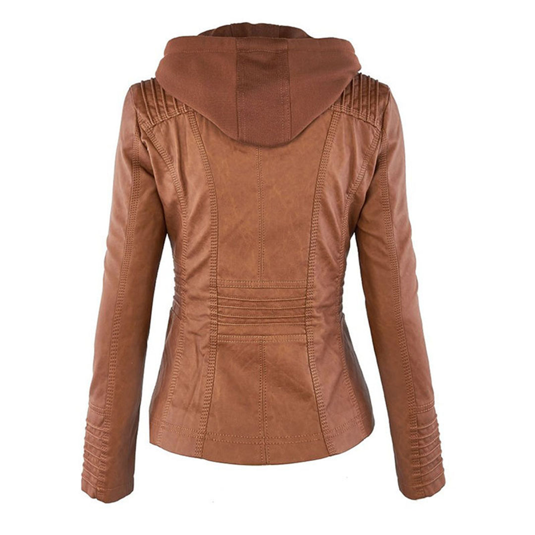 Thea | Damen Lederjacke mit Kapuze