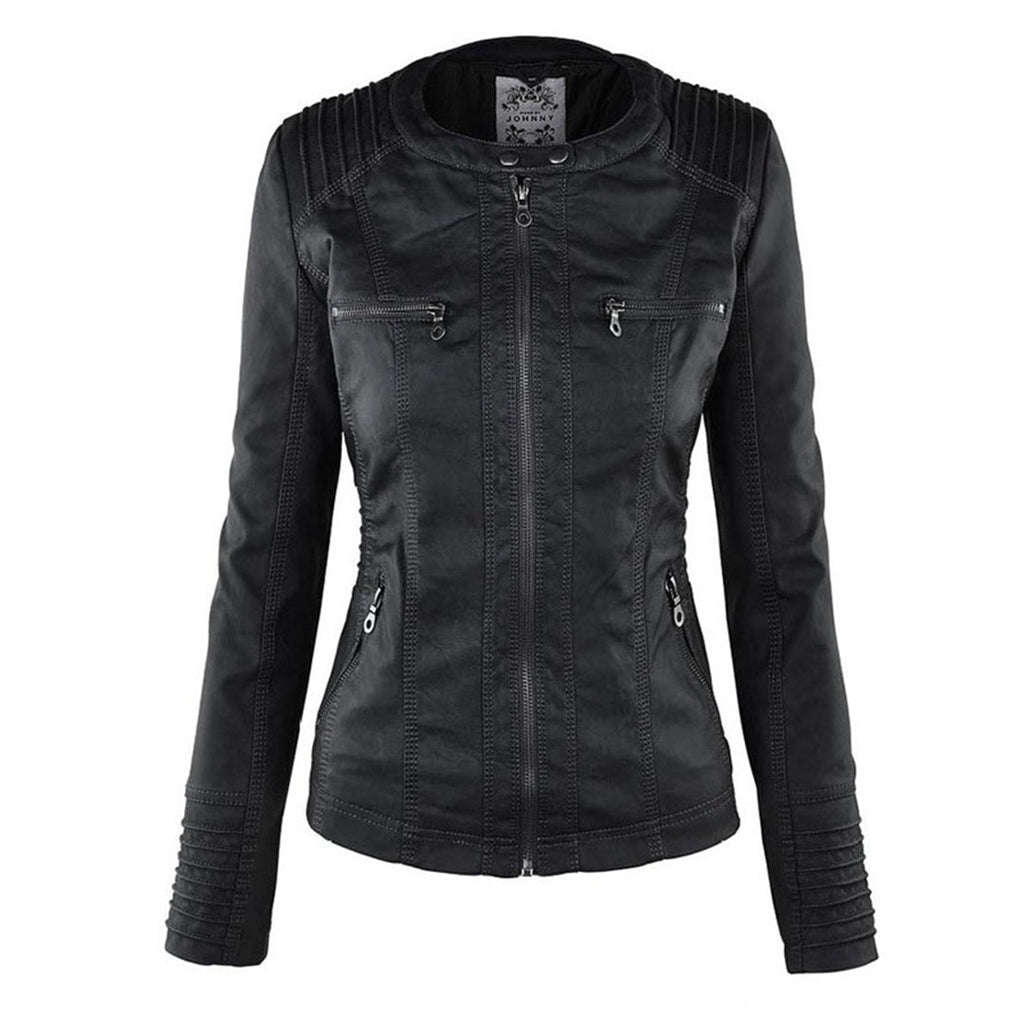 Thea | Damen Lederjacke mit Kapuze