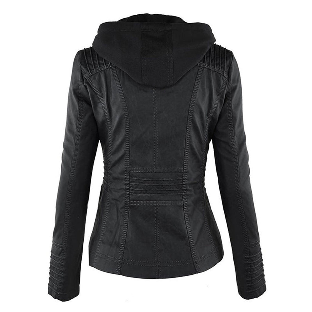 Thea | Damen Lederjacke mit Kapuze