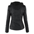 Thea | Damen Lederjacke mit Kapuze