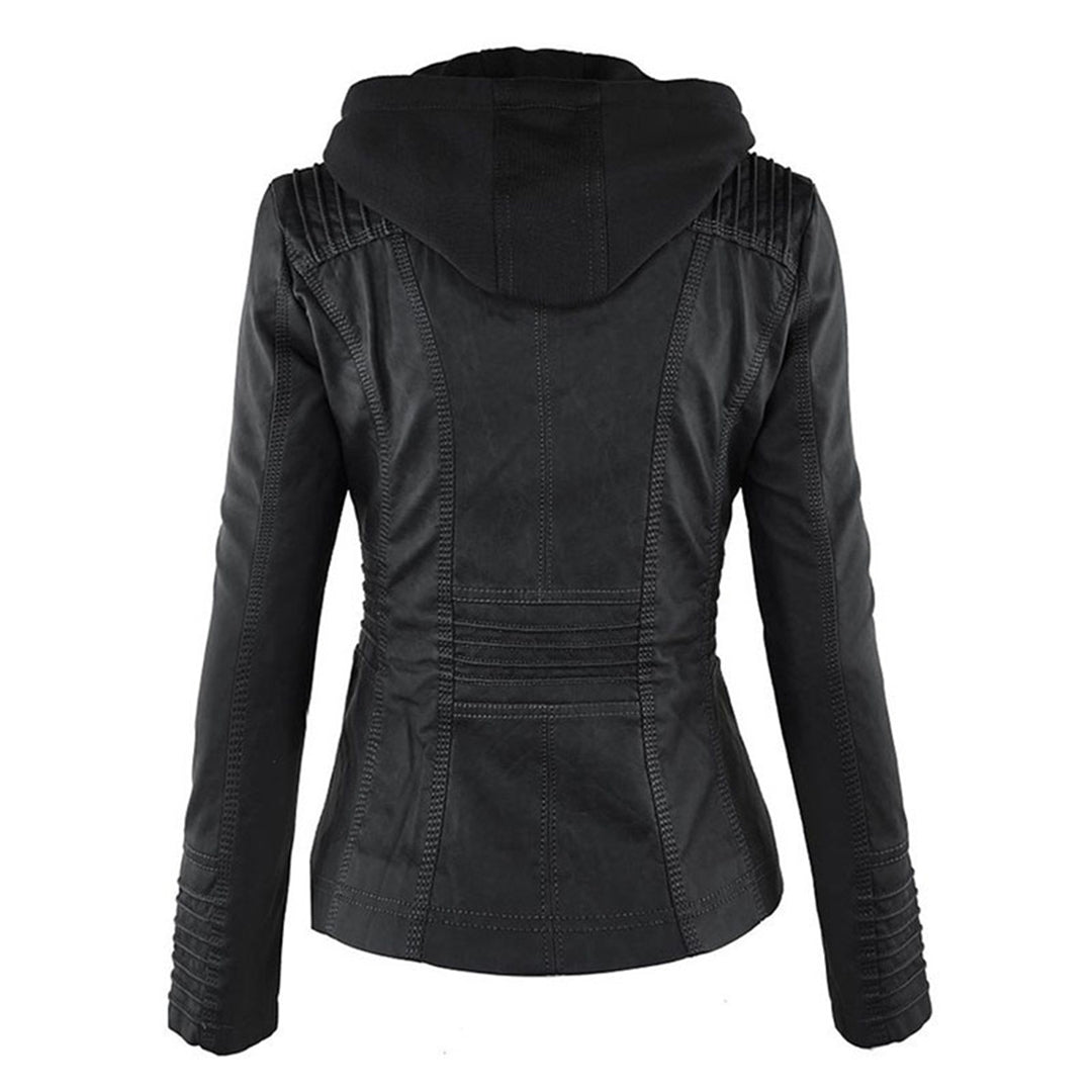 Thea | Damen Lederjacke mit Kapuze