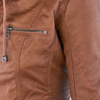 Thea | Damen Lederjacke mit Kapuze