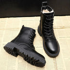 Drune Delphine – Winterstiefel aus schwarzem Leder