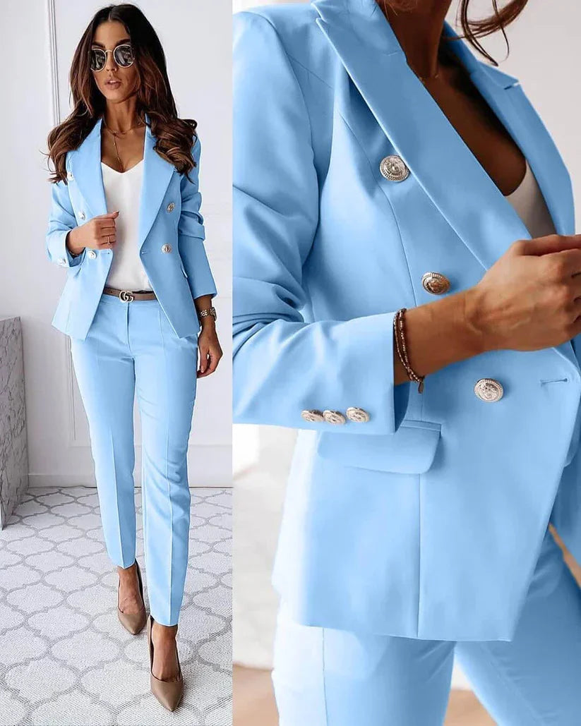 Mareike | Damen elegantes Business-Anzug-Set mit doppelter Knopfleiste und schmaler Passform