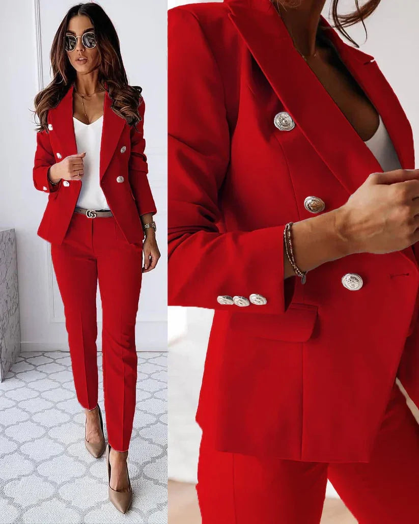 Mareike | Damen elegantes Business-Anzug-Set mit doppelter Knopfleiste und schmaler Passform