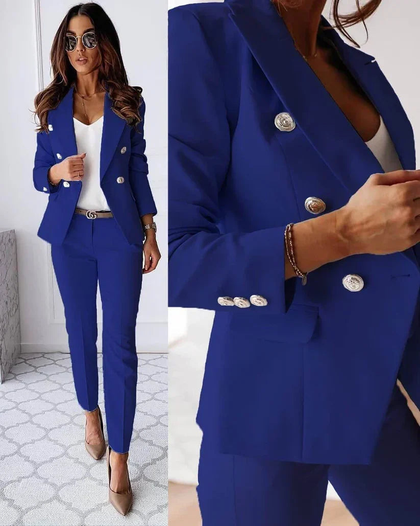 Mareike | Damen elegantes Business-Anzug-Set mit doppelter Knopfleiste und schmaler Passform