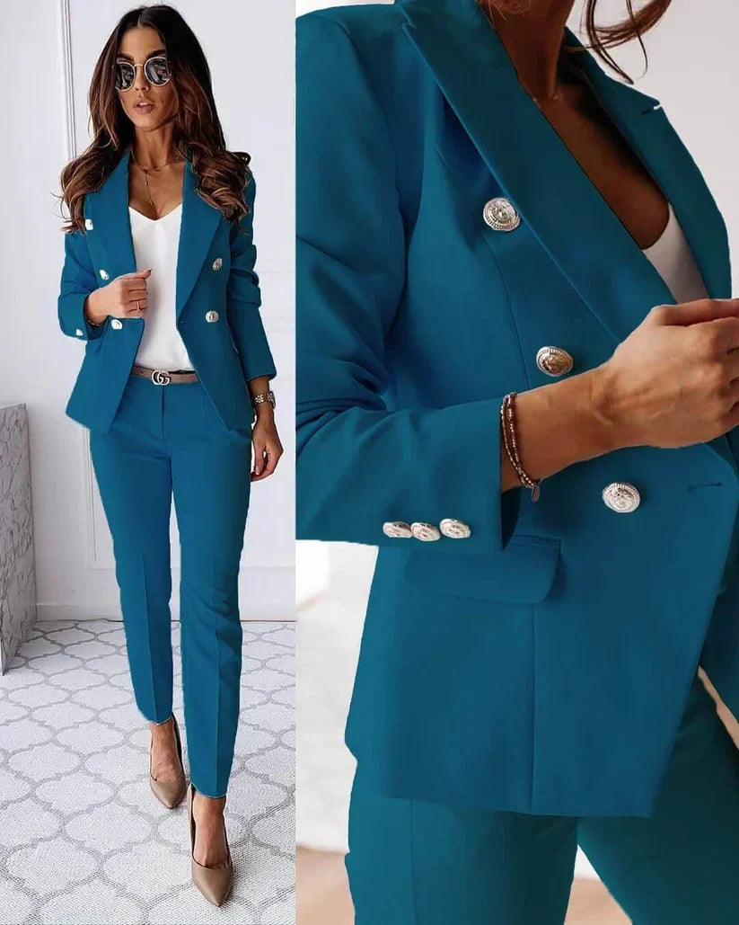 Mareike | Damen elegantes Business-Anzug-Set mit doppelter Knopfleiste und schmaler Passform