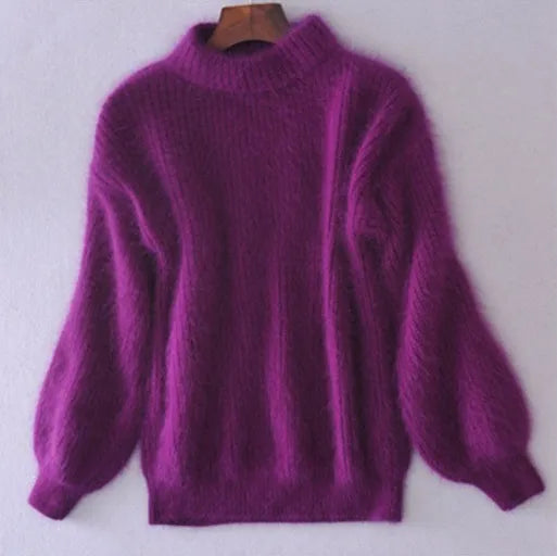 Drune Taylor - Locker gestrickter Pullover in fester Farbe - Vintage Angora Pullover
