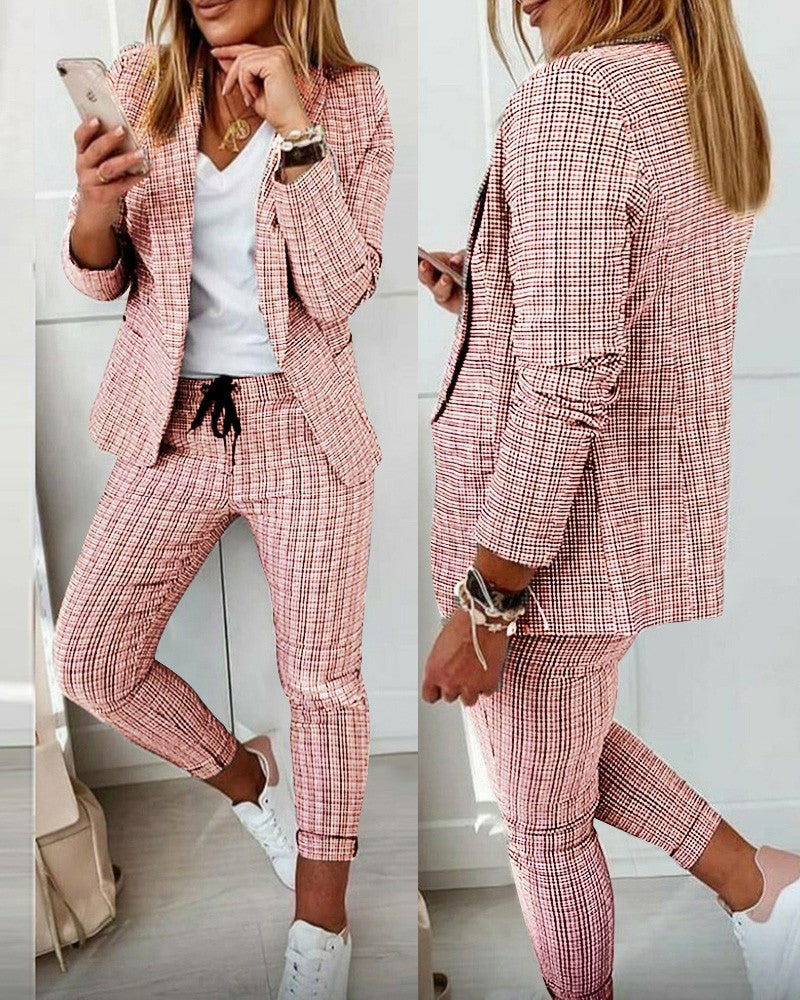 Karin | Anzug-Set Moderner Zweiteiler mit weiter Hose taillierter Blazerjacke