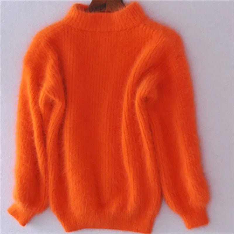 Drune Taylor - Locker gestrickter Pullover in fester Farbe - Vintage Angora Pullover