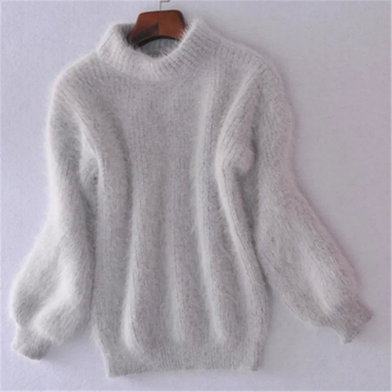 Drune Taylor - Locker gestrickter Pullover in fester Farbe - Vintage Angora Pullover