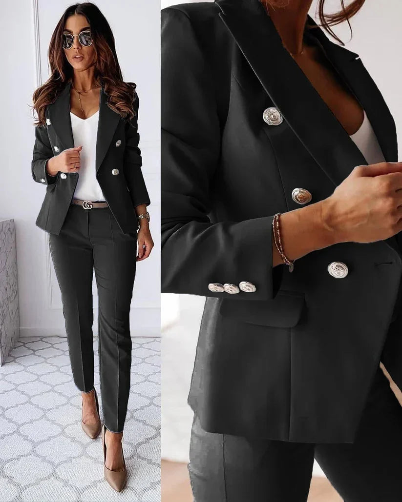 Mareike | Damen elegantes Business-Anzug-Set mit doppelter Knopfleiste und schmaler Passform